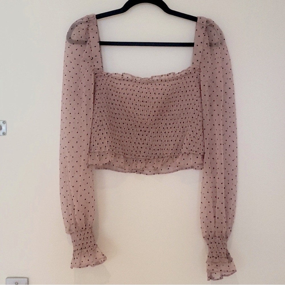 NWOT Petal & Pup smocked polka dot blouse